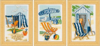 Vervaco - Miniatuur kit Zon en zee set van 3 - PN-0157516 - Borduren - Borduurpakket - Borduurpakket volwassenen - Borduurpakket kind