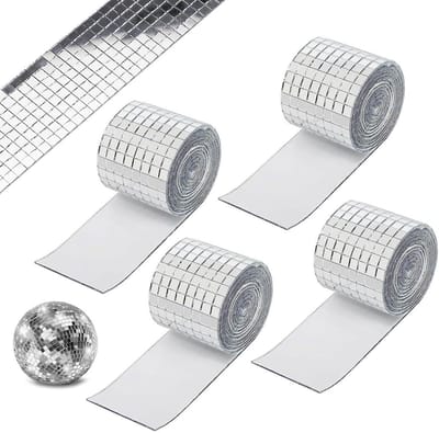 4 Rolls Zelfklevende Mozaïektegels - Mini Vierkante Glazen Spiegels Stickers - Mini Mozaïek Spiegel Tegel - Spiegel Mozaïektegels - Zelfklevende Mini Spiegel - Voor Keuken - Badkamer - Hotel (Zilver)