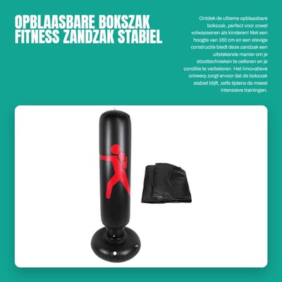 Dailygoods- Opblaasbare Bokszak 160cm Hoog - Verdikte Basis 65cm - Vrijstaand - Fitness Hit Zandzak - Stabiel en Schokbestendig - Gemakkelijk Op te Blazen