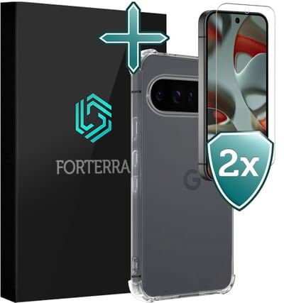 Hoesje Met Screenprotector - 2 stuks - Geschikt voor Google Pixel 10 Pro - Sterk & Shockproof - Back Cover - Siliconen Case - Telefoon Hoes - Shock Proof - Transparant
