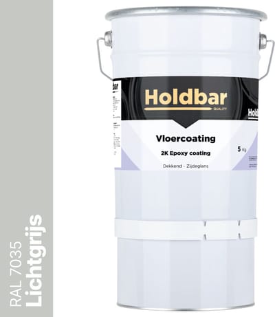 Holdbar Vloercoating Lichtgrijs (RAL 7035) 5 kg - Vloerverf - Alle kleuren - Voor Binnen en Buiten - Slijtvast - UV-bestendig - Gemakkelijk te reinigen - 2 Componenten Verf