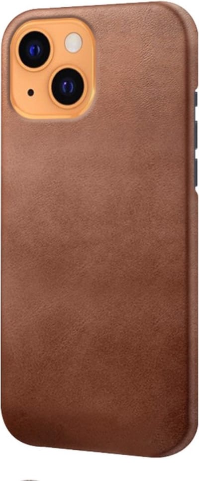 Coverup Hoesje - Geschikt voor iPhone 13 Hoesje - Coverup Leather Back Cover - Donkerbruin