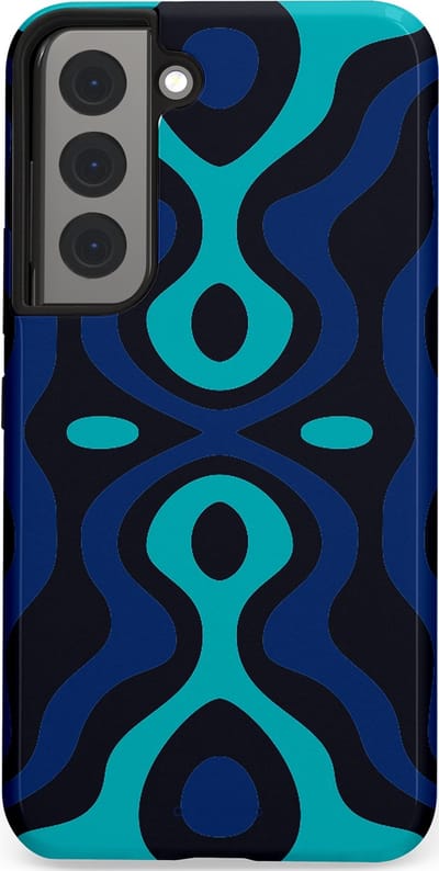 Casetastic Hoesje Geschikt voor Samsung S22 - Stijlvolle Beschermende Duo-layer Case - Blauwe Golf Lijnen