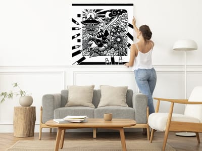 Pixel art zwart wit schilderij | Monochroom meesterwerk: scherp, minimalistisch en tijdloos pixelkunst-essence | Kunst - 60x60 centimeter op Forex | Foto op Forex