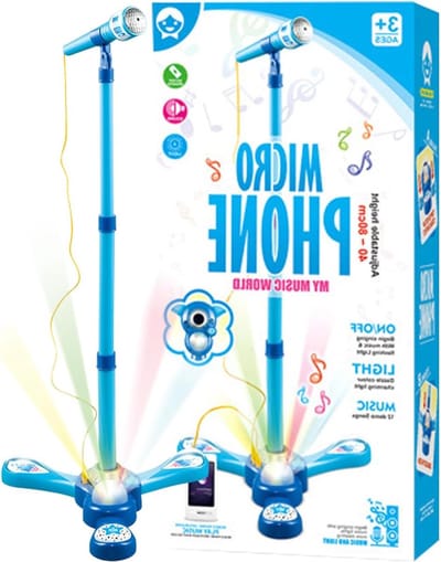 Kindermicrofoon Speelgoed - Zing Microfoon - Muziek Plezier - Verstelbare Standaard - 53-89 cm - Blauw