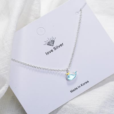 Collier pendentif baleine bleue en argent sterling 925 pour les meilleurs amis pour toujours, bijoux animaux, cadeaux en gros S-N291 gray