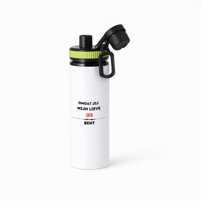Hacebo® - omdat jij mijn lieve opa bent waterfles met draaidop groen - Opa - de liefste opa - verjaardag - cadeautje voor opa - kado - geschenk - water fles - 850ML
