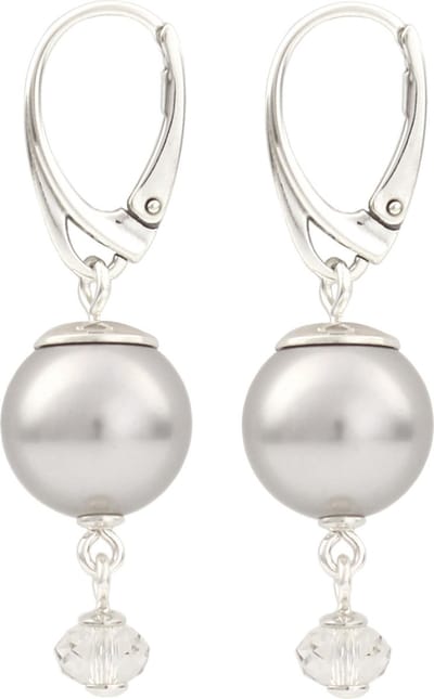 ARLIZI 1768 Oorbellen Parel Swarovski Kristal Grijs - Sterling Zilver - 4 cm