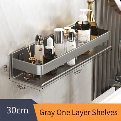 Badkameraccessoires Plank Organizer Douche Opbergrek Grijs Wandmontage Ruimte Aluminium Toilet Shampoo Houder Planken 30-50CM gray