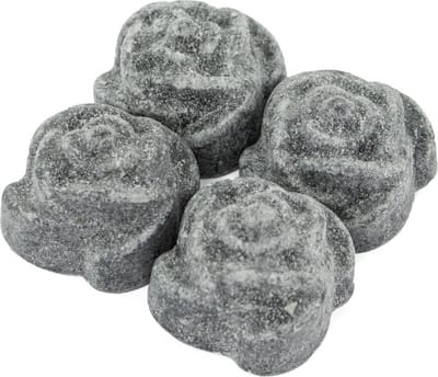 Organza zakje met 4x amberblokje roos ´Black Musk´