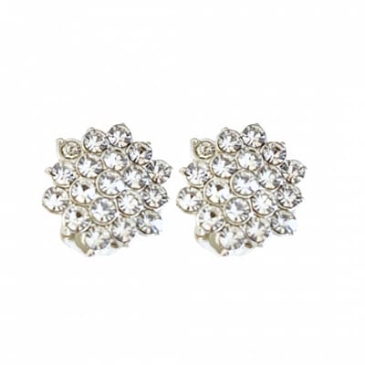 Clip Oorbellen- Strass- Klein- Laura-1.5 cm- Zilverkleur