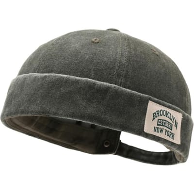 Mode Gewassen Denim Meloenschil Hoed Effen Kleur Koepel Muts Zonder Rand Hip Hop Docker Cap Lente Zomer gray