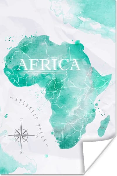 Poster 20x30 cm - Wereldkaart - Kleuren - Afrika - Posters - Kamer decoratie - Wanddecoratie woonkamer - Muurdecoratie slaapkamer