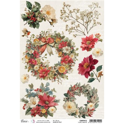 Ciao Bella motief strozijde "Merry & Bright - Floral Wreaths"