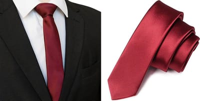Sorprese Stropdas - Donkerrood/Bordeaux - Effen - Smal - 5 cm - Stropdassen voor heren - Cadeau