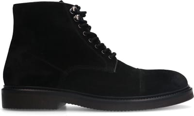 Manfield - Heren - Zwarte suède veterboots - Maat 41