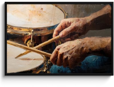Poster in lijst - Fotolijst 120x80 cm - Posters - Drumstokken - Olieverf - Man - Posterlijst zwart - Decoratie - Wanddecoratie woonkamer - Muurdecoratie slaapkamer