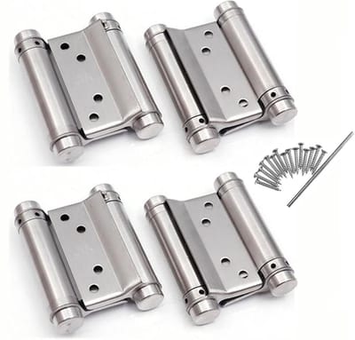 2 paar Draaideur Scharnier, dubbelwerkende roestvrijstalen draaideurscharnieren, verstelbare, Lente Scharnier, perfect automatische sluiting, 76 mm(voor 20 mm tot 30 mm) deuren, draaideuren, schuurdeuren, saloon- en cafédeuren, bardeuren - Cyslmuk®