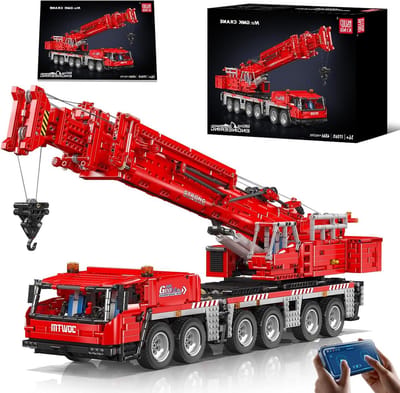 Mobiele Kraan Bouwpakket - Engineering Truck Model - Bouwen en Techniek Leren - Afstandsbediening en Motoren - 4566+ Stuks - Rood