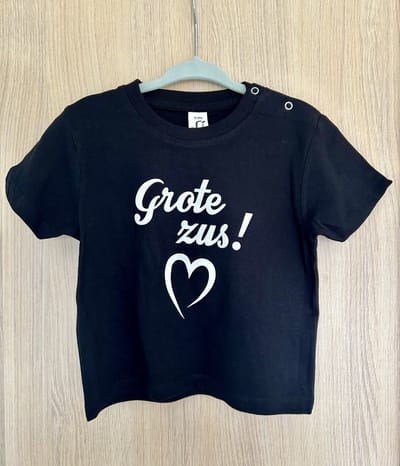Grote zus - T-shirt - maat 82, 86, 92 - peuter - zwart - katoen