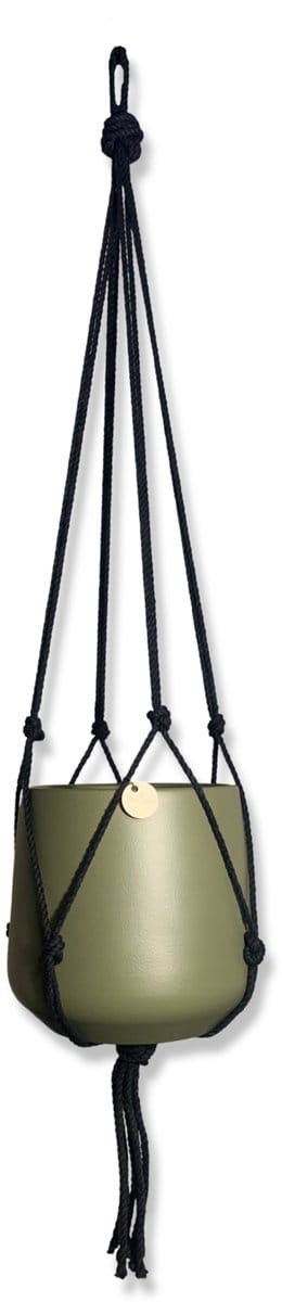 Minimalistische Plantenhanger - Kies kleur en lengte - Zwart - 80 cm lang - Katoenkoord - Geschikt voor Pot met Diameter t/m 20 cm - Handgemaakt in ons Macramé Atelier - Prijs per Stuk - Let op: Exclusief Pot - Inclusief Verzendkosten