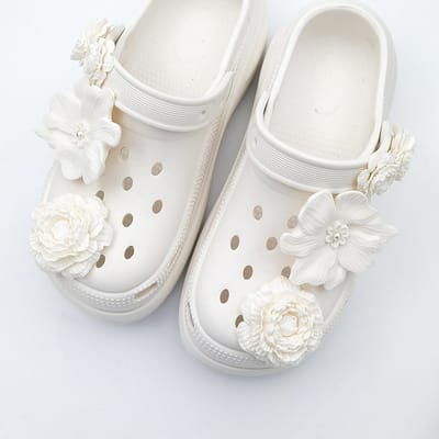 Schoenaccessoires-geschikt voor crocs charms- geschikt voor crocs pins- geschikt voor crocs Accessoires- geschikt voor Crocs Jibbitz-8 witte bloemen