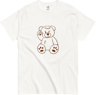 T Shirt Dames Heren - Grappige Bruine Beer Illustratie - Katoen - Wit - M