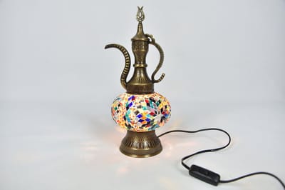 Handgemaakte Turkse Ibrik tafellamp multicolour in- outdoor Oosterse karaf