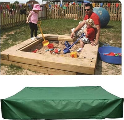Zandbakafdekking 150x150 cm, waterdicht Oxford-doek, met trekkoord, geschikt voor zandbakken op het strand en in de tuin - Groen