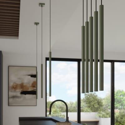 Sollux Lighting Hanglamp Pastelo - G9 - olijfgroen - staal - 104x25x25cm