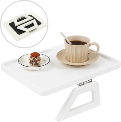 Lomera Armleuning Dienblad - Bamboe Materiaal - Wit Dienblad - Antislip Functie - Inklapbaar Dienblad - Bank Accessoire - Wit Bamboe - Natuurlijke Uitstraling - Duurzaam Design - Elegante Stijl