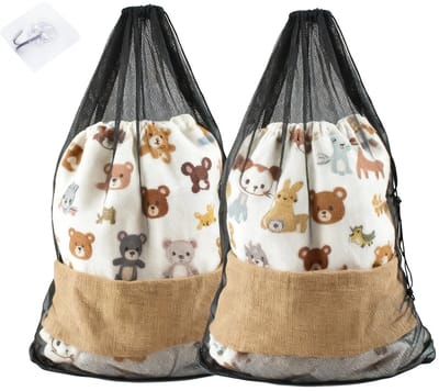 Dailygoods- Wasnet XXL - 2 stuks - 70 x 90 cm - Fijnmazig - Waszak voor Kleding - Waszak voor Beddengoed - Met Trekkoord en Haken