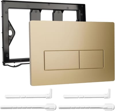 WC Plaat Set - Spoelplaat Afvoer - Toilet Reparatie - Montageframe Inbegrepen - Goud