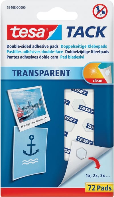 Kleefpads tesa tack dubbelzijdig transparant 72st | 20 stuks