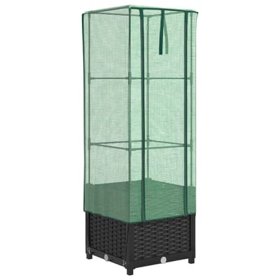 vidaXL - Plantenbak - verhoogd - met - kashoes - 40x40x139 - cm - rattanlook