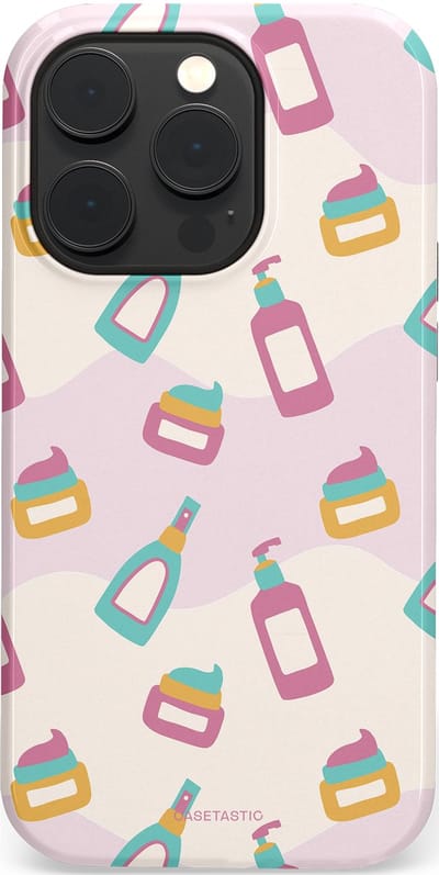 Casetastic Hoesje Geschikt voor Apple iPhone 14 Pro Magsafe - Stijlvolle Beschermende Duo-layer Case - Bubbels & Borstels - Clean Girl - Makeup