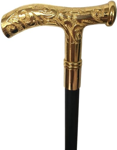 Wandelstok - Accessoire Stok - Kostuum Completeren - Gedecoreerde Handgreep - 95 cm - Zwart Goud