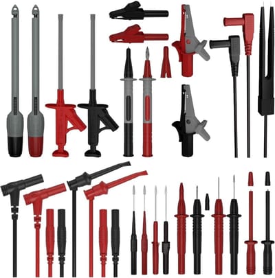 Testkabels Met Klemmen - Meetkabels Multimeter - Elektrische Metingen - 25-Delige Set - 4 mm Banana Connectors - Rood