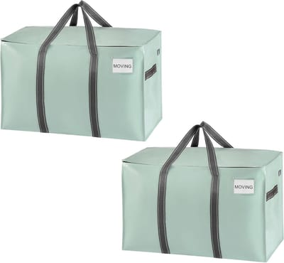 Verhuiszakken Set - Opbergdozen met deksel - Spullen Opslaan - Versterkte Handgrepen - 2XL - Lichtgroen