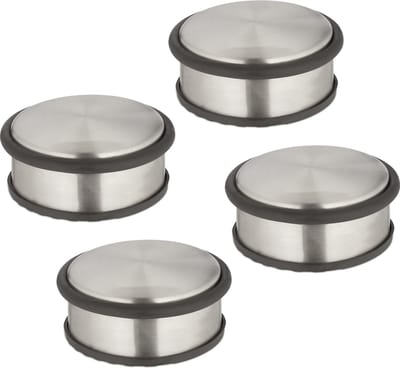 deurstopper rvs - set van 4 - antislip - 4,5 x 10,5 cm - zilver-zwart