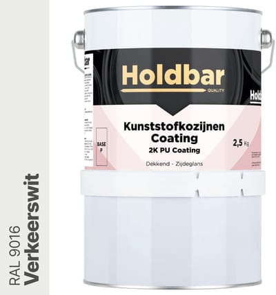 Holdbar Kunststofkozijnen Coating Verkeerswit (RAL 9016) 2,5 Kg - Kunststof Kozijnen Schilderen - Hecht direct op kunststof - 100% UV-bestendig - kunststof kozijnen verven