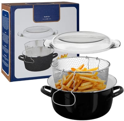 SNJY® Frituurpan - Friteuse - Frituurketel - 27D x 33B x 16H cm - 5L - Zwart
