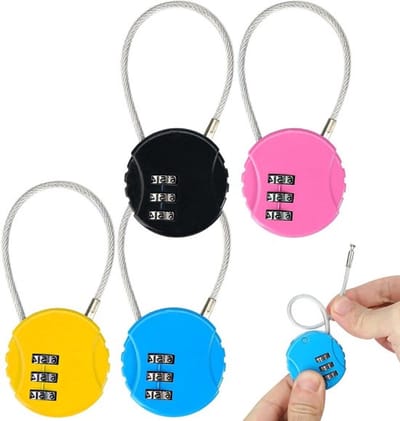 4-pack combinatiesloten - 3-cijferig kofferslot met cijfercode - hangslot voor rugzak, reizen, bagage, tas, etui, kluisjes