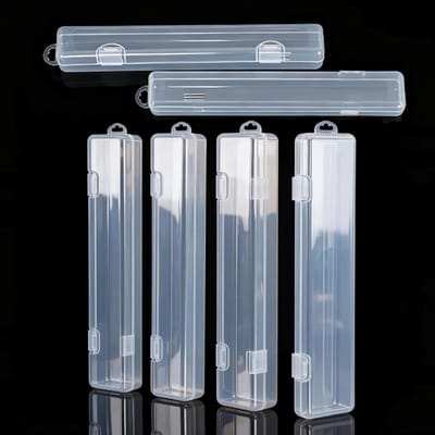 Set van 6 Bestekdozen - 27 cm Plastic, Draagbare Opbergdoos voor Herbruikbare Eetstokjes, Lepel en Vork, Ideaal voor Buiten, Reizen en Kamperen