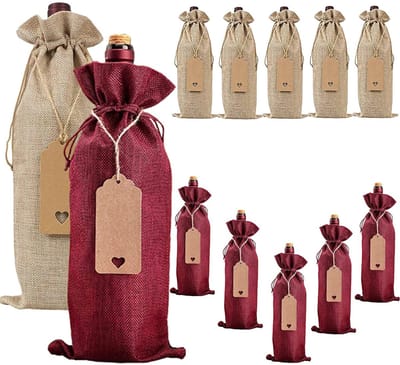 Wijn Fles Hoes - Wijnfles Verpakking - Wijn Geschenkzak - Flessen Cadeau Verpakking - 12 Stuks