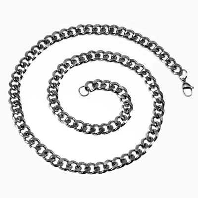 60cm x 9mm Cubaanse Ketting Unisex - Roestvrij Stalen Zilverkleur - Schakelketting