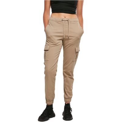Urban Classics - High Waist Cargo Comfort softtaupe Dames joggingbroek - XL - Creme