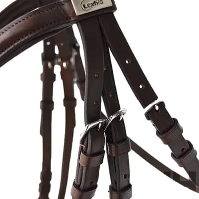 Lexhis Henar Bit Rubber Reins Hoofdstellen Bruin Full