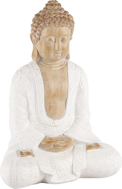 Dekoratief | Boedha zittend, wit/goud, resina, 15x9x21cm | A240102
