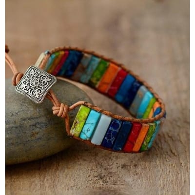 Nieuwe Etnische Stijl Meerkleurige Natuursteen Leren Armbanden Tibetaanse Zigeuner Kralen Verstelbare Armband Voor Vrouwen Mannen Feest Sieraden brown